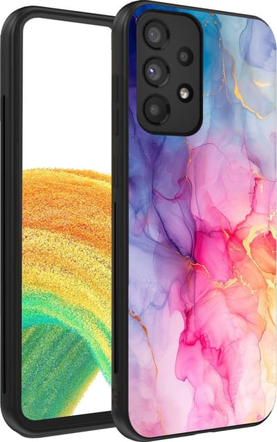 Smartphonica Telefoonhoesje geschikt voor Samsung Galaxy A33 5G met marmer opdruk - TPU backcover case marble design - Regenboog geschikt voor Samsung Galaxy A33 5G