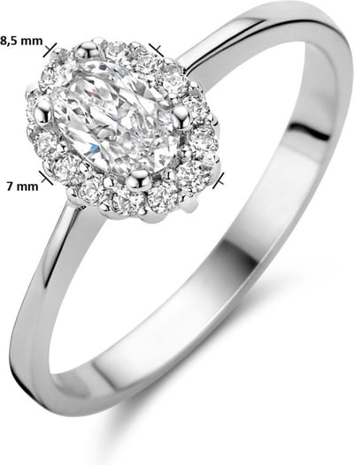 Gerhodineerd Zilver Ring Met Zirkonia Halo 1335624