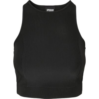 Urban Classics - Shiny Rib Crop top - XS - Zwart