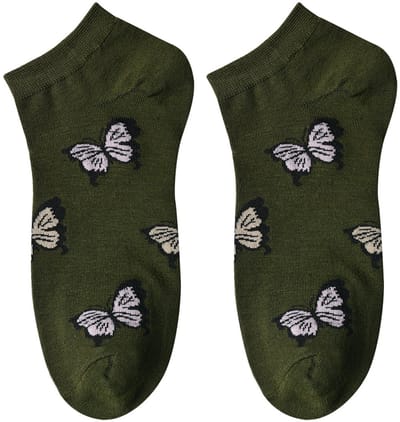 Clayre & Eef Grappige Sokken one size Groen Polyester Vlinders