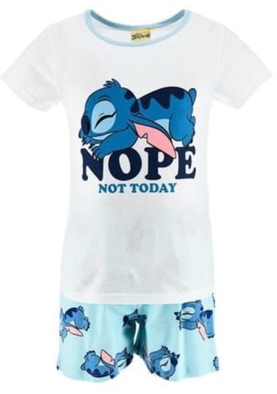Disney Stitch Pyjama / Shortama - Maat 98 - 100% katoen - Korte pyjamaset wit met blauw