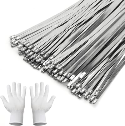 Solidchoice - Set van 100 RVS Kabelbinders 300x4.6mm Zelfvergrendelend