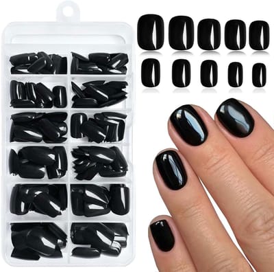 Dailygoods- Kunstnagels 240 stuks - Korte vierkante nepnagels - Zelfklevende nagel tabs - Nagelvijl - Voor beginners - 12 maten