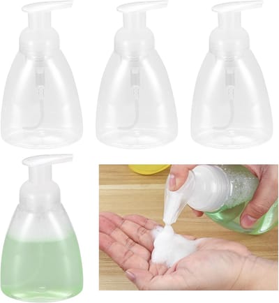 350 ml Schuimpompen Flessen, 4 Stks Schuimzeepdispenser Pompfles, Leeg Navulbare Schuimfles voor Keuken Badkamer Shampoo Gezichtsreiniger Handwas Lichaamswas