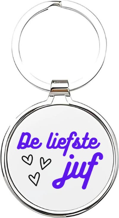 Akyol - de liefste juf Sleutelhanger - Juf - de leukste juf - jufvrouw - leraar - basisschool juf - lerares - docente - onderwijzeres - basisschool - meester - docent - middelbareschool lerares - de liefste juf - afscheidscadeau voor juf - 4 x 7,5 CM