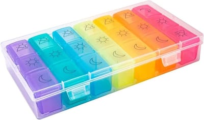 Handige Weekelijkse Pillen Organizer voor 3 Inname-momenten per Dag, Reisvriendelijke Pillendoos met Grote Compartimenten, Duurzaam Ontwerp en Portable Medicijnherinnering voor Vitaminen, Visolie en Supplementen