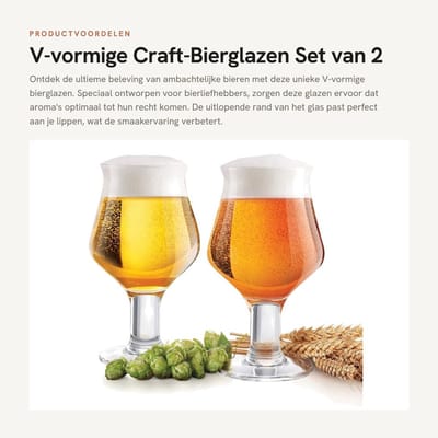 Dailygoods- Bierglazen V-vormig 600 ml - Set van 2 - Ambachtelijke Bier - Verbeterde Aroma's - Sterke Steel - Unieke Vorm - Bierglas