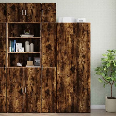vidaXL - Opbergkast - smal - 30x42,5x225 - cm - bewerkt - hout - gerookt - eikenkleur