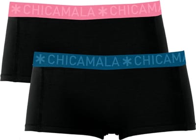 Chicamala – Boxershort Dames – 2 Pack - Normale Lengte – Onderbroeken Dames – Lingerie - Boxershort – Ondergoed – Kleding - 95% Katoen – Dameskleding - Muchachomalo – Maat S