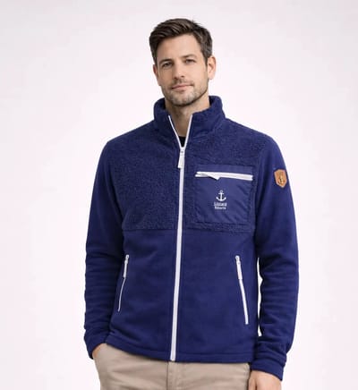 Lizzard Sports Heren Fleece Vest - Donkerblauw/grey Maat S - Fleece Jas met met Volledige Ritssluiting en Borstzak - Teddy Fleece Trui Heren