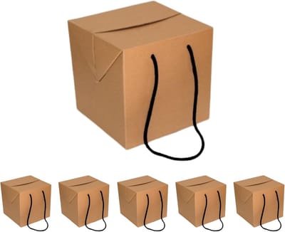 Kraft Verpakking Dozen - Cadeauboxen Set - Feestelijke Cadeaus - Met Touw Sluiting - 5 Stuks 30cm - Bruin