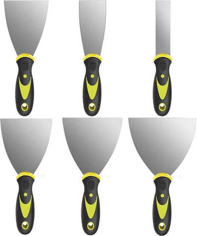 Set van 6 Plamuurmessen Roestvrij Staal - Diverse Maten (2,5 cm tot 15 cm) voor Stucwerk en Verf