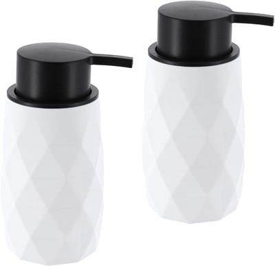 Tendance Zeeppompje/dispenser Diamond - 2x - wit - kunststof - 6 x 15 cm