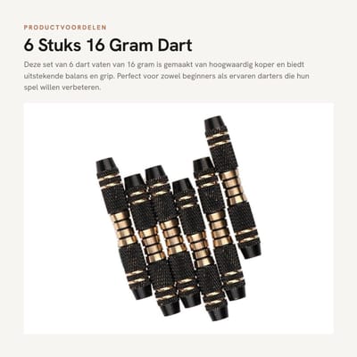 Dailygoods- Dart Vaten 16 Gram - 6 Stuks - Koper - Duurzaam - Standaard Draad - Verbeterde Controle - Dartpijlen