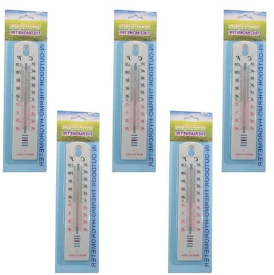 5x Buiten Thermometer - Temperatuurmeter Tuin - Weer Meten - Breed Meetbereik - 19.5 cm - Multicolor