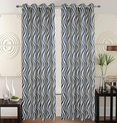Kant en klaar Gordijn - Met ringen - 140x240 cm - Blauw/Zilver Grijs