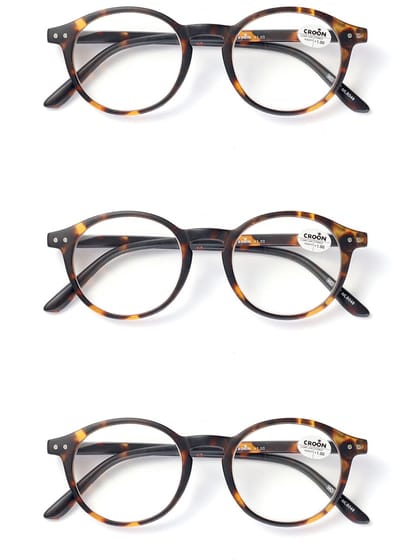 Set van 3 Premium Leesbrillen ROUND - Sterkte +0.50 - Havanna Tree - Voor Dames & Heren - Italiaans Design - Universele pasvorm