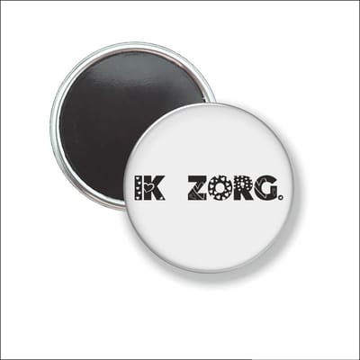 Button Met Magneet 58 MM - Ik Zorg - Wit - NIET VOOR KLEDING