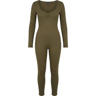 Missy Empire Jumpsuit met wijde halslijn voor dames (Kaki Groen)