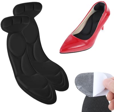 Dailygoody - Inlegzolen voor Dames - Hielbescherming - Zelfklevend - Zwart - Antislip - Voor Hoge Hakken - Geschikt voor Maat 35-40