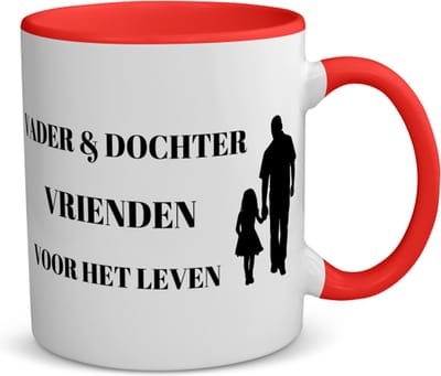 Akyol - vader en dochter vrienden voor het leven koffiemok - theemok - rood - Vriend - vader/dochter - vader cadeautjes - vaderdag - verjaardag - geschenk - kado - vader artikelen - dochter artikelen - dochter verjaardag - 350 ML inhoud