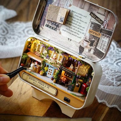 DIY Miniatuur Poppenhuis Kit - Handgemaakt Houten Miniaturen Ambacht (Straathoek Thema)