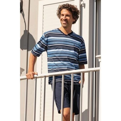 Hajo katoenen shortama blauwe strepen - Blauw - Maat - 50