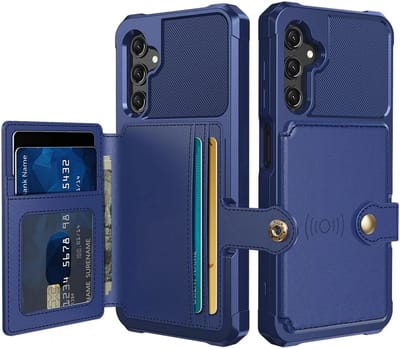 Portemonnee Hoesje Geschikt voor Samsung Galaxy A17 - Back Cover met Pasjeshouder - Telefoonhoesje voor Pinpas - Kaarthouder op Achterkant - Case met Magneet Blauw
