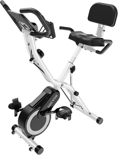 Hometrainer - Indoor fiets - Thuis sporten - 16 weerstandsniveaus - Opvouwbaar ontwerp - Wit met zwart