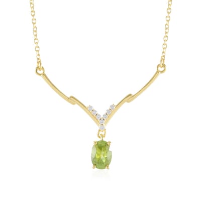 Cavill - 925 Sterling Zilveren Vergulde Halsketting - 0,75 ct Ovale Briljant Sfeen Madagaskar - 8 Cambodja Zirkonen - Elegant Design 45,7 cm