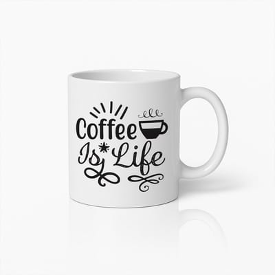 330ml Coffee Is Life Mok – Motivational Koffiebeker voor Koffieliefhebbers, Ideaal voor Kantoor, Thuis of als Cadeau