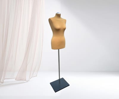 Vrouwelijke Paspop - Kleermakerspop Naaien - Kleding Ontwerpen - Stabiele Voet - Maat 36/38 - Beige Zwart