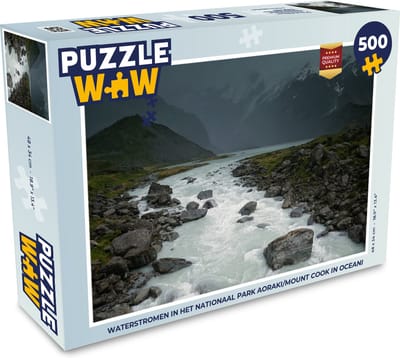 Puzzel Waterstromen in het Nationaal park Aoraki/Mount Cook in Oceanië - Legpuzzel - Puzzel 500 stukjes