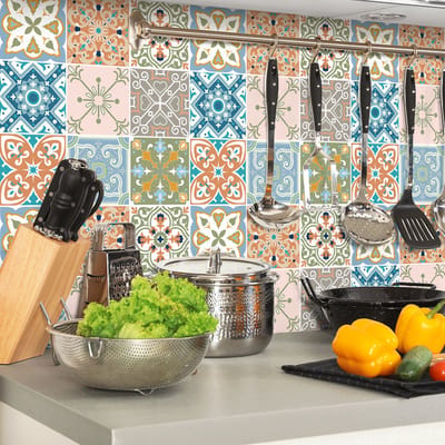 Zelfklevende tegelmuurstickers voor keuken en badkamer - 9 Vicito Azulejos tegelstickers - 9 stickers 10x10cm