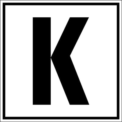 Letter bord A-Z, per stuk Letter K 400 x 400 mm