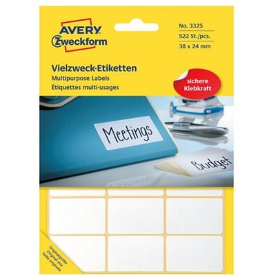 Huismerk Avery 3325 Handmatige Etiket 38x24mm Wit