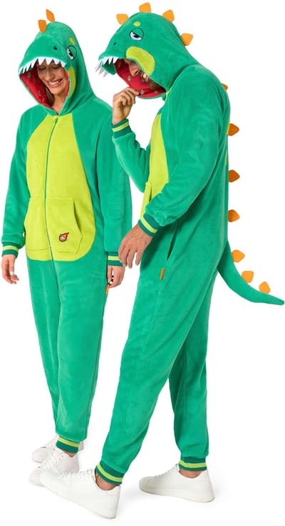 OppoSuits Dino Onesie - Unisex - Dinosaurus Fleece Jumpsuit - Carnavalskleding - Dieren Carnaval Pak Voor Dames & Heren - Groen - XS