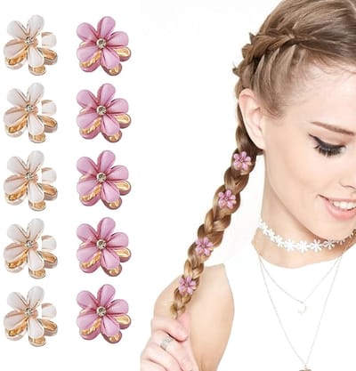 Dailygoody - Mini-haarclips - Haaraccessoires - Schattige look - Wit en roze - Feest en bruiloft - 10 stuks - Perfect voor dagelijks gebruik