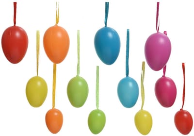 Decoris Paaseieren - 60x stuks - multicolor - kunststof - pasen - paasversiering - paasdecoratie