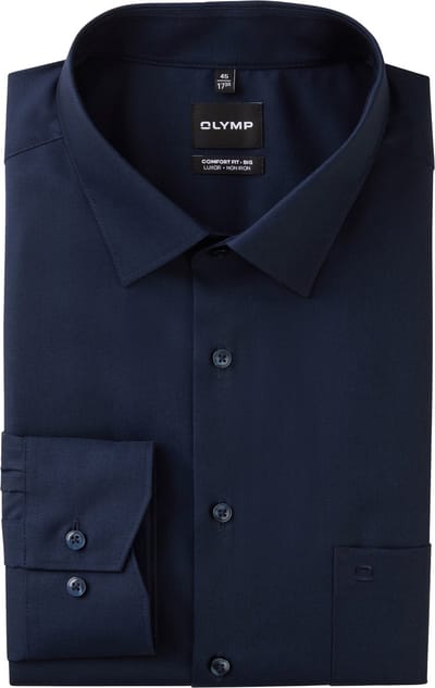 OLYMP Luxor comfort fit Big overhemd - popeline - donkerblauw - Strijkvrij - Boordmaat: 46