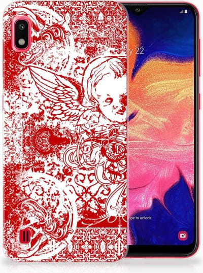 Silicone Back Case Samsung Galaxy A10 Angel Skull Rood