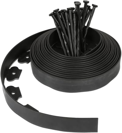 Flexibele Gazonrand - Bloembed Omranding - Tuin Afscheiding - Inclusief Grondankers - 30m Lengte 5cm Hoogte - Zwart