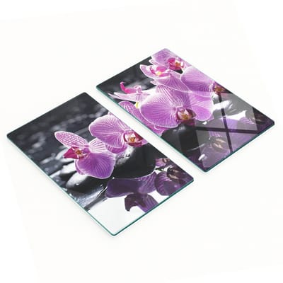 Stijlvolle en duurzame glazen borden met roze orchideeënprint, 2x30x52 cm