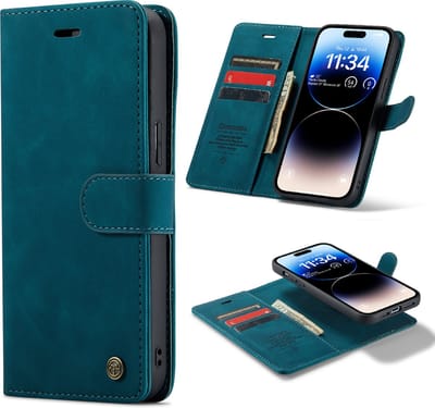 Casemania Hoesje Geschikt voor Apple iPhone 13 Pro Emerald Green - 2 in 1 Magnetic Book Case