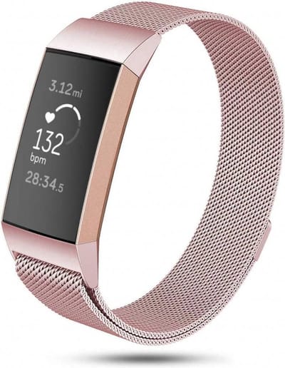 Jumada's - Bandje Voor Fitbit Charge 3 & 4 Milanese Band - Roze - Maat: ML - Horlogebandje, Armband