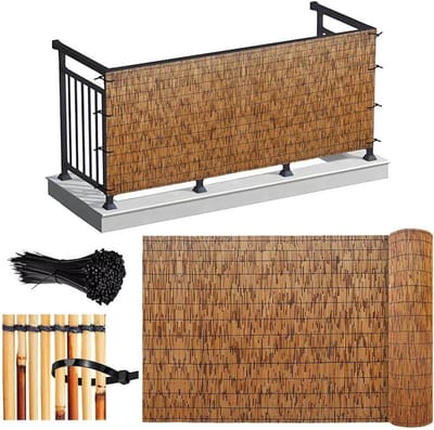 Bamboe Privacy Hek - Rieten Scherm - Tuin Decoratie - Eco-vriendelijk Materiaal - 140x800cm - Natuurlijk