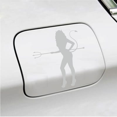 Bumpersticker - Vrouw Duivel - 14 X 13 - Licht Grijs