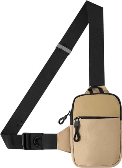 Mini Nylon Crossbody Tas Dames en Heren – Borsttas Smartphone, Sling Bag, Kleine Schoudertas, Compact en Lichtgewicht voor Dagelijks Gebruik - Beige - Maat M