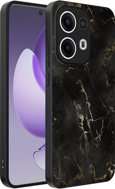 Smartphonica Telefoonhoesje Geschikt voor Oppo Reno 13 Pro met marmer opdruk - TPU backcover case black marble design - Zwart geschikt voor Oppo Reno 13 Pro