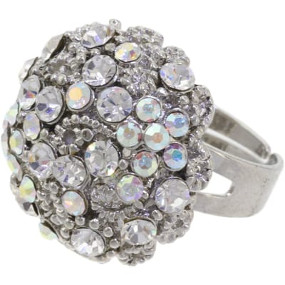 Behave – ring – Transparant – Zilverkleur – Bloemdesign – Kristalglans – Verstelbaar